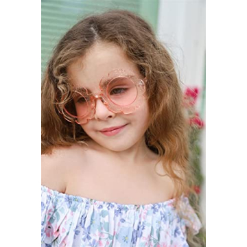 ADE WU Kids Round Flower Sunglasses - UV 400 Pink