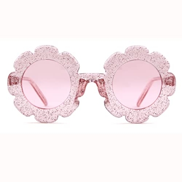 ADE WU Kids Round Flower Sunglasses - UV 400 Pink
