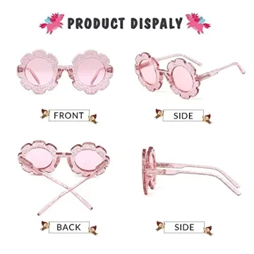 ADE WU Kids Round Flower Sunglasses - UV 400 Pink