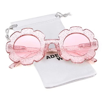 ADE WU Kids Round Flower Sunglasses - UV 400 Pink