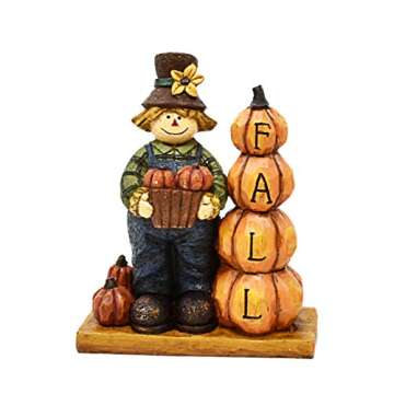 Thanksgiving Decorations Set of 2 Boy and Girl Scarecrow Figurines Table Toppers Harvest Autumn Resi...