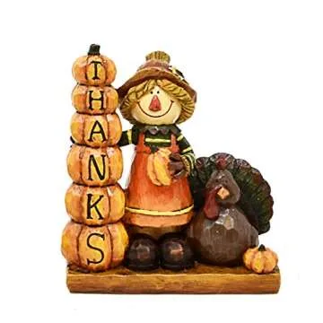 Charming Resin Thanksgiving Scarecrow Figurines Set