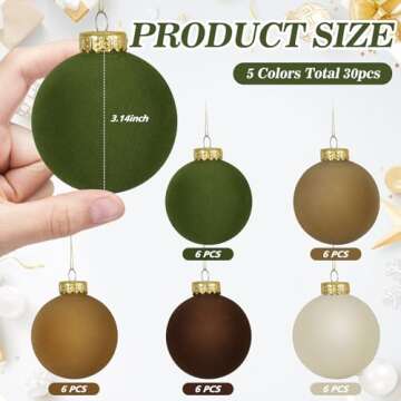 30 Pcs Velvet Christmas Ball Ornaments, 3.15 Inch Christmas Tree Ball Ornaments Flocked Plastic Ball...