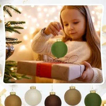 30 Pcs Velvet Christmas Ball Ornaments, 3.15 Inch Christmas Tree Ball Ornaments Flocked Plastic Balls Xmas Hanging Decorations for Tree Holiday Party (Brown, Green, Khaki, Beige, 3.15 Inch)