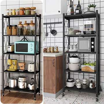 Storage Shelves, Closet Organizers and Storage 5-Shelf Foldable Metal Shelving Units 28" W x 14" D x...