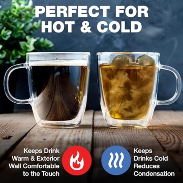 Eparé 13 oz Double Wall Coffee Mugs Set of 2 - Elegant & Lightweight