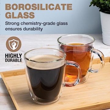 Eparé 13 oz Double Wall Coffee Mugs Set of 2 - Elegant & Lightweight