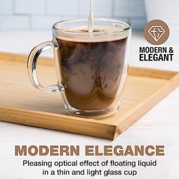 Eparé 13 oz Double Wall Coffee Mugs Set of 2 - Elegant & Lightweight