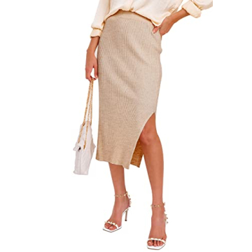HERBATOMIA Women's Casual Pencil Midi Skirt - Versatile & Chic