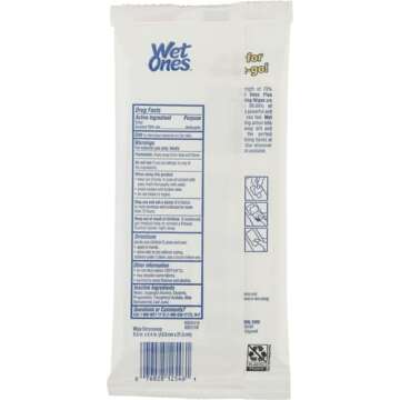 Wet Ones 70% Alcohol Hand Sanitizing Wipes, Kills 99.99% of Germs, 20 Count (Pack of 10)
