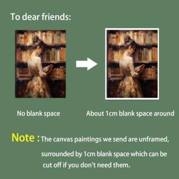 Jesicatmin Vintage Portrait Oil Painting Wall Art Retro Library Girl Reading Old Book Posters Famous Antique Female Canvas Pictures Prints Wall Decor Aesthetic for Bedroom Gallery 16x22in Unframed