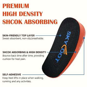 Skyfoot Orthopedic Heel Lift Inserts, Shock Absorption and Cushioning Height Increase Insoles for Achilles Tendonitis Relief, Heel Spurs, Heel Pain and Plantar Fasciitis (Large - 4/5" Thick)
