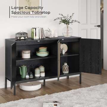 Brafab 3 Doors Rattan Cabinet, Aesthetic and Multifunctional Sideboard Cabinet, Accent Console Table with Storage, for Living Room Entryway Kitchen Dining Room