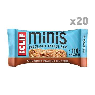 Clif Bar Minis Crunchy Peanut Butter Snack Bars - Organic Oats & 5g Protein, 20 Pack