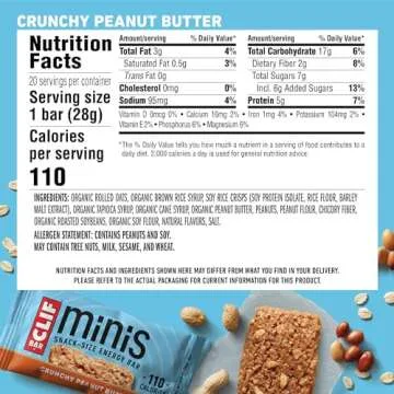 Clif Bar Minis - Crunchy Peanut Butter Snack Bars - 20 Pack