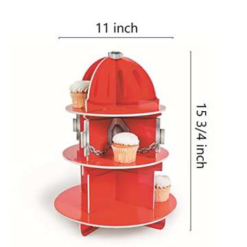 Fun Express Fire Hydrant Cupcake/Dessert Holder (3 Tiers) | Fire Truck | Fireman | Fire Fighter | Th...