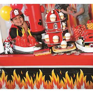 Fun Express Fire Hydrant Cupcake/Dessert Holder (3 Tiers) | Fire Truck | Fireman | Fire Fighter | Themed Birthday Party Supplies & Decor | Fire Department Event