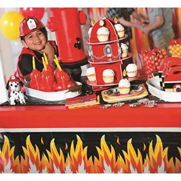 Fun Express Fire Hydrant Cupcake/Dessert Holder (3 Tiers) | Fire Truck | Fireman | Fire Fighter | Themed Birthday Party Supplies & Decor | Fire Department Event