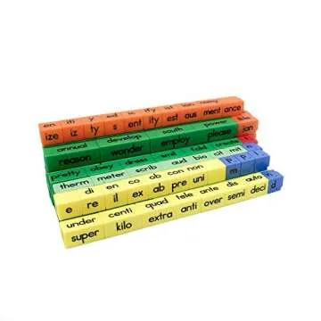 hand2mind Reading Rods Prefix, Suffix and Root Words, Build a Word with Linking Cubes, Early Readers, Reading Manipulatives, Montessori Alphabet, 1st Grade Reading, Homeschool Supplies (Set of 107)