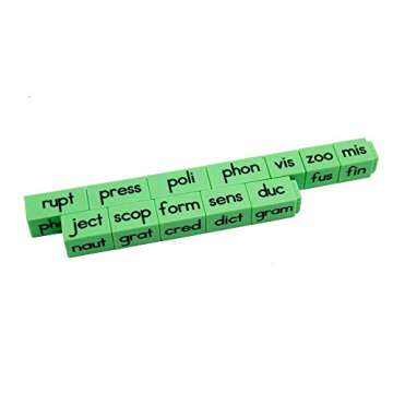 hand2mind Reading Rods Prefix, Suffix and Root Words, Build a Word with Linking Cubes, Early Readers, Reading Manipulatives, Montessori Alphabet, 1st Grade Reading, Homeschool Supplies (Set of 107)