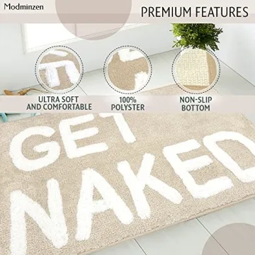 Modminzen Get Naked Bath Mat - Funny Non Slip & Soft Rug