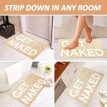 Modminzen Get Naked Bath Mat - Funny Non Slip & Soft Rug