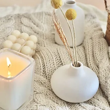 Set of 6 Nordic Minimalist White Ceramic Donut Bud Vases