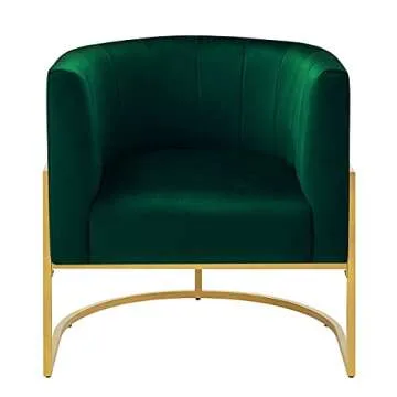 24KF Upholstered Living Room Chair Modern Jade GreenTextured Velvet Accent Chair with Golden Metal Stand-Jade Green
