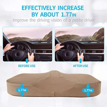 LARROUS Comfort Memory Foam Seat Cushion for Car Seat Driver, Tailbone (Coccyx) Pain Relief Pad for ...