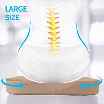 LARROUS Comfort Memory Foam Seat Cushion for Car Seat Driver, Tailbone (Coccyx) Pain Relief Pad for Driving, Office Chair (Beige)