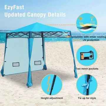 EzyFast Compact Pop Up Canopy Tent, Collapsible Instant Shelter, Portable Sports Cabana, With Built-...