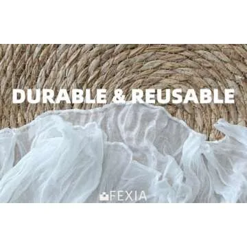 FEXIA 3 Pack White Cheesecloth Table Runner 35x120 Inches for Baby Shower Decoration Spring Easter Ivory Table Runner for Wedding Party First Communion Centerpiece Engagement Bridal Shower Decoration