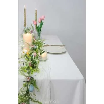 FEXIA 3 Pack White Cheesecloth Table Runner 35x120 Inches for Baby Shower Decoration Spring Easter Ivory Table Runner for Wedding Party First Communion Centerpiece Engagement Bridal Shower Decoration