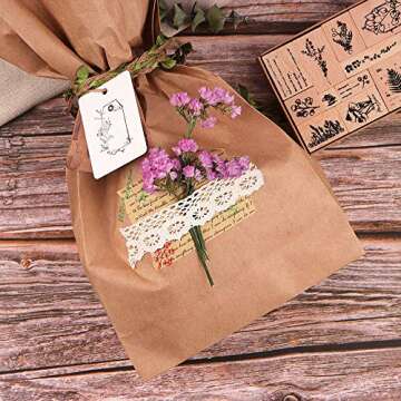 NOGAMOGA 12pcs Plant Pattern Wooden Rubber Stamps for Crafts