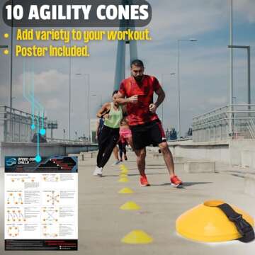 Invincible Fitness Agility Ladder Full Training Equipment Set, Improves Coordination, Speed, Power and Strength, Includes 10 Cones 4 Hooks and 3 Loop Resistance Bands for Outdoor Workout (Orange)