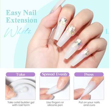 MIZHSE Solid Builder Gel for Nails, 60g White 3D Gel Nail Art Sculpture Gel Non-Sticky Carving Nail ...