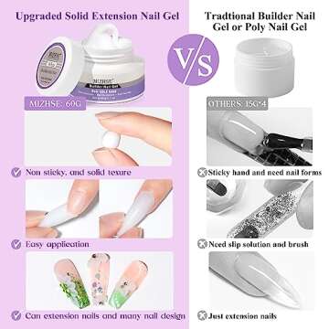 MIZHSE Solid Builder Gel for Nails, 60g White 3D Gel Nail Art Sculpture Gel Non-Sticky Carving Nail Extension Soak Off UV LED Hard Gel for Nail Salon Home DIY Manicure