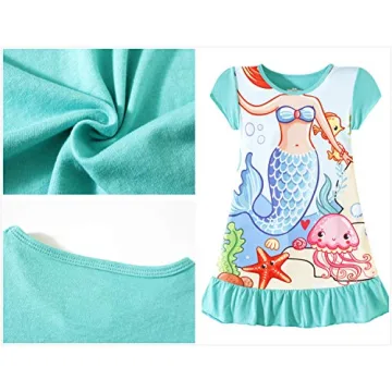 ZEBZOO Unicorn Mermaid Nightgowns for Girls 5-6 Years