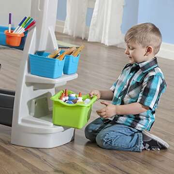 Step2 Jumbo Art Easel, Kids Activity Table, Double-Sided Art Board, Made of Durable Plastic, Includes Bins for Storage, For Toddlers 3+ Years Old