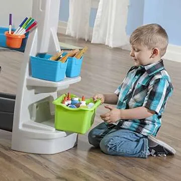 Step2 Jumbo Art Easel, Kids Activity Table, Double-Sided Art Board, Made of Durable Plastic, Includes Bins for Storage, For Toddlers 3+ Years Old