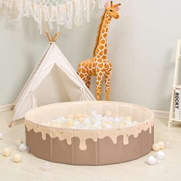 GOGOSO Beige Ball Pits for Toddlers Pets with Storage Bag Gifts for Baby Girls Boys Kids Dogs as Play Yard, Baby Playpen, Fence, Oxford Foldable Ball Pool (Balls Not Included),40Inch,Candy