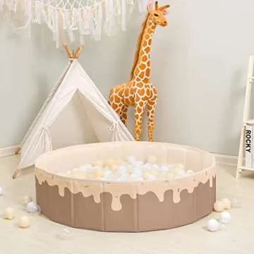 GOGOSO Beige Ball Pits for Toddlers Pets with Storage Bag Gifts for Baby Girls Boys Kids Dogs as Play Yard, Baby Playpen, Fence, Oxford Foldable Ball Pool (Balls Not Included),40Inch,Candy
