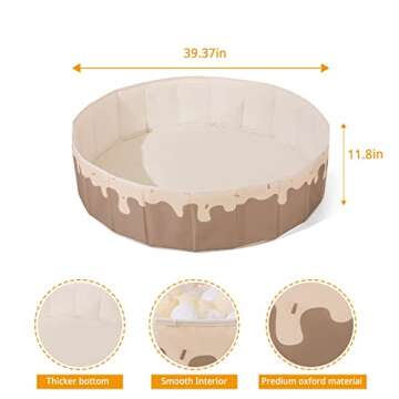 GOGOSO Beige Ball Pits for Toddlers Pets with Storage Bag Gifts for Baby Girls Boys Kids Dogs as Play Yard, Baby Playpen, Fence, Oxford Foldable Ball Pool (Balls Not Included),40Inch,Candy