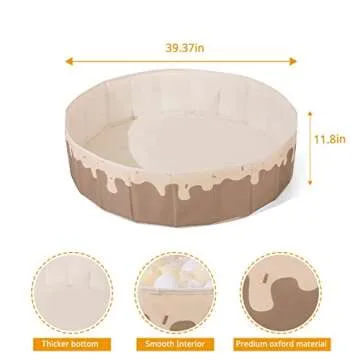 GOGOSO Beige Ball Pits for Toddlers Pets with Storage Bag Gifts for Baby Girls Boys Kids Dogs as Play Yard, Baby Playpen, Fence, Oxford Foldable Ball Pool (Balls Not Included),40Inch,Candy
