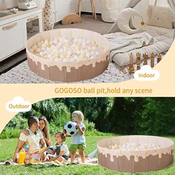GOGOSO Beige Ball Pits for Toddlers Pets with Storage Bag Gifts for Baby Girls Boys Kids Dogs as Play Yard, Baby Playpen, Fence, Oxford Foldable Ball Pool (Balls Not Included),40Inch,Candy