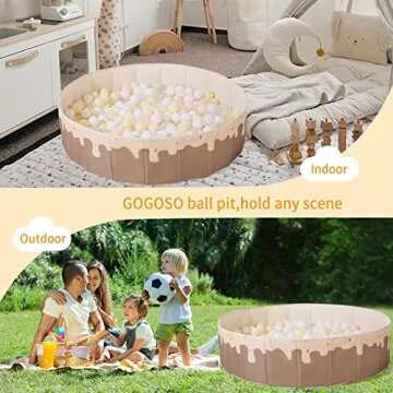 GOGOSO Beige Ball Pits for Toddlers Pets with Storage Bag Gifts for Baby Girls Boys Kids Dogs as Play Yard, Baby Playpen, Fence, Oxford Foldable Ball Pool (Balls Not Included),40Inch,Candy