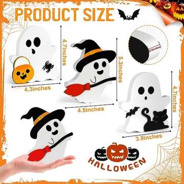 COCHIE Cute Ghost Halloween Decorations Indoor, Wooden Tiered Tray Decor Table Sign Set of 3, Black ...