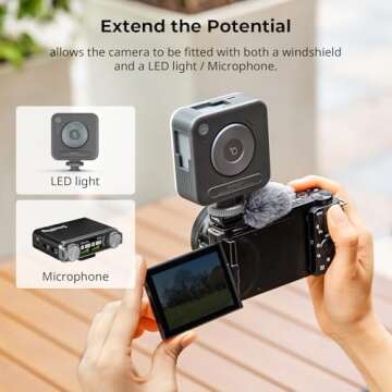 SmallRig Cold Shoe Adapter with Wind Muff Windshield for Sony ZV-1F / ZV-E10 / ZV-1 / ZV-E1 / ZV-1 II, Wind Furry for Light Microphone Attachment - 3526