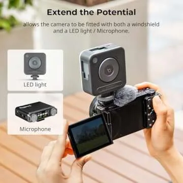 SmallRig Cold Shoe Adapter with Wind Muff Windshield for Sony ZV-1F / ZV-E10 / ZV-1 / ZV-E1 / ZV-1 II, Wind Furry for Light Microphone Attachment - 3526