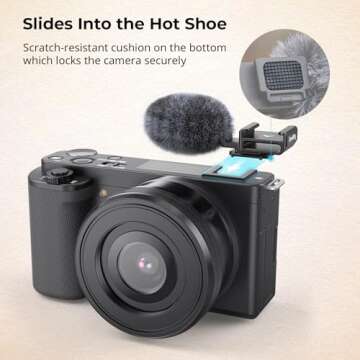 SmallRig Cold Shoe Adapter with Wind Muff Windshield for Sony ZV-1F / ZV-E10 / ZV-1 / ZV-E1 / ZV-1 II, Wind Furry for Light Microphone Attachment - 3526